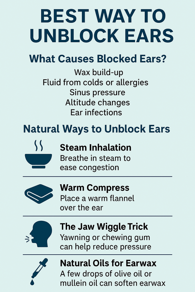 Learn the best way to unblock ears using natural remedies. From steam to oils, discover how to relieve pressure and congestion safely.