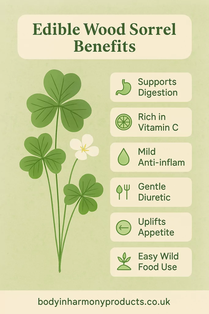 Discover the benefits of edible wood sorrel—from digestion and vitamin C to refreshing foraged recipes. Learn how to use this wild green.