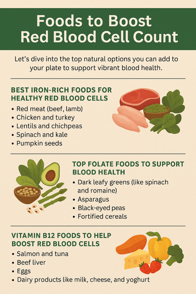 Discover the best foods to boost red blood cell count. Support natural energy, vitality, and better health through nutrient-rich whole foods.