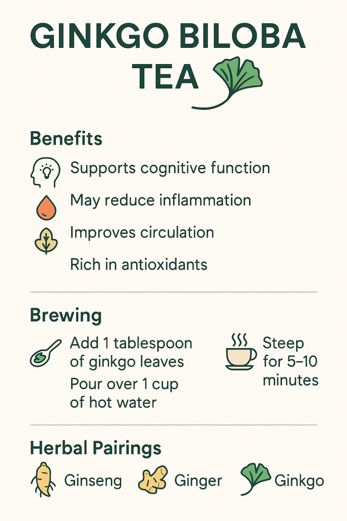 Discover the natural benefits of ginkgo biloba tea for focus and circulation. Learn how to brew and blend this brain-supporting herbal drink.