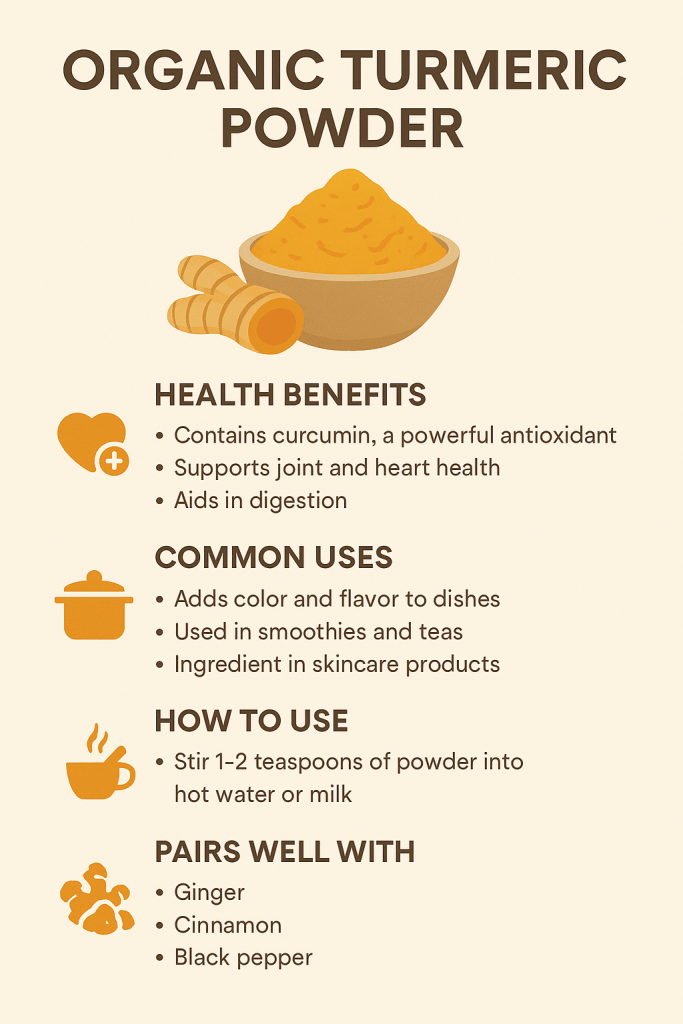 Discover how organic turmeric powder supports joint health, inflammation, and immunity. Learn the best ways to use it every day. Read more.