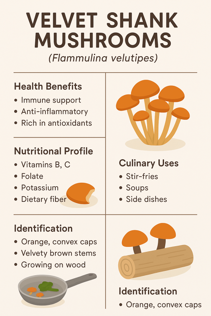 Discover the benefits of velvet shank mushrooms for immunity and nutrition. Learn how to identify, cook, and enjoy them.