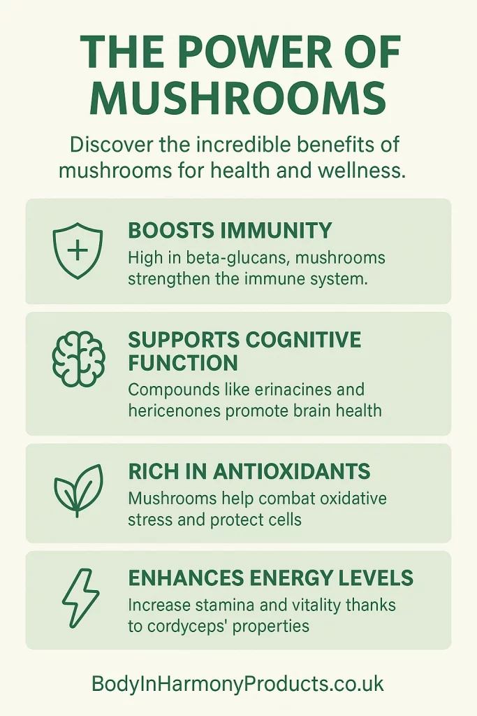 The power of mushrooms, incredible benefits for health & wellness. Explore types like Reishi, Lion’s Mane, & Chaga unlock natural vitality.