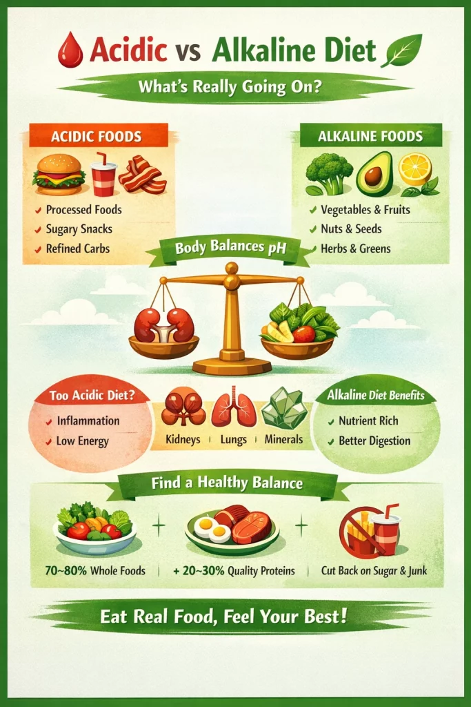 Explore the truth behind the acidic vs alkaline diet. Learn what really impacts your health, energy, and wellbeing in a balanced way.