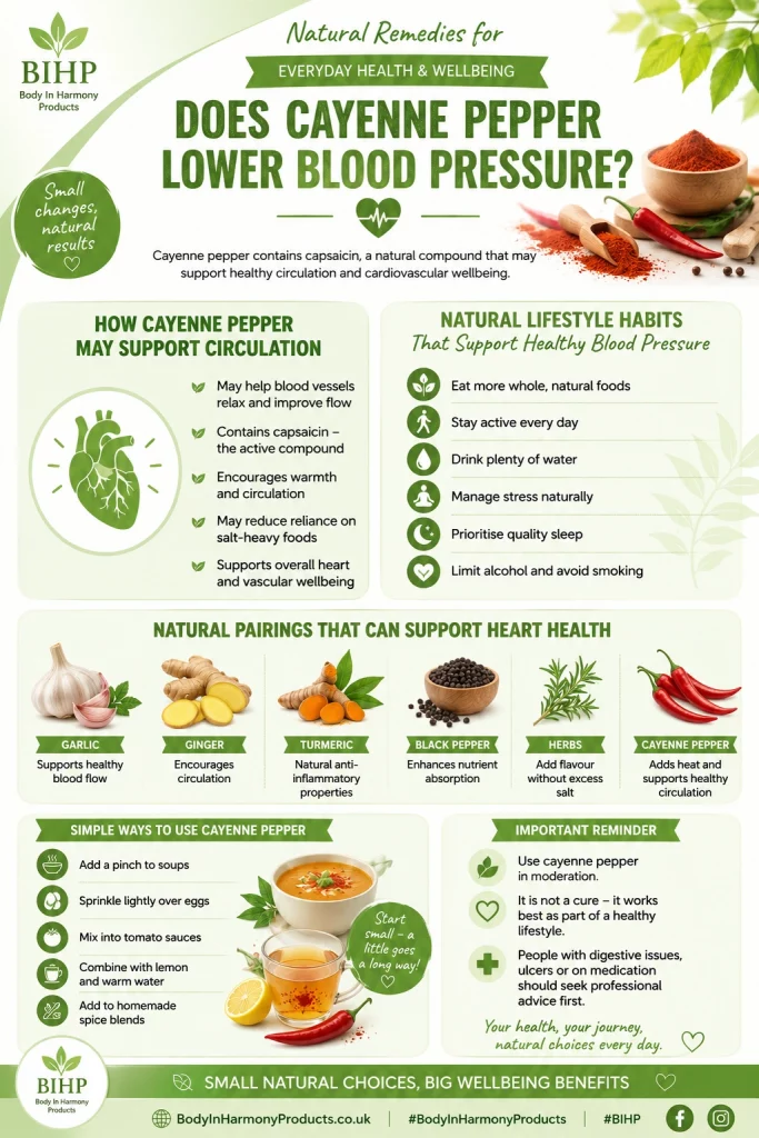Does cayenne pepper lower blood pressure naturally? Explore potential benefits, simple tips, and natural wellbeing support in our guide.