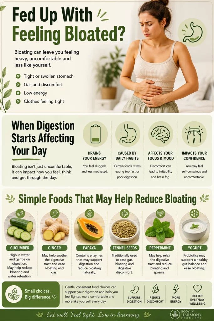 Fed up with feeling bloated? These foods that may help reduce bloating could support better digestion, comfort and everyday wellbeing.