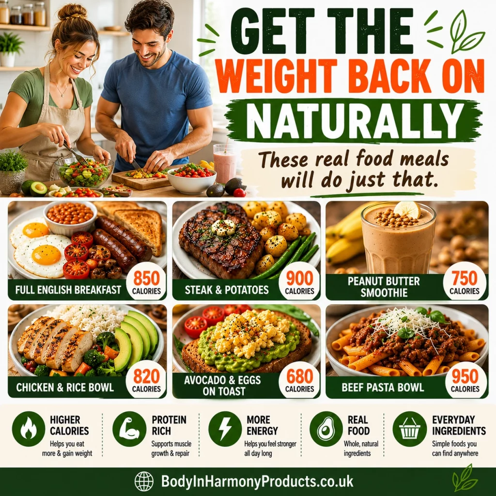 Struggling to gain weight? Learn how to naturally gain weight with real food meals, calorie-rich recipes and simple nutrition tips.