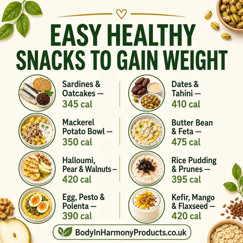 Try these 8 easy healthy snacks to gain weight without relying on junk food. Get simple snack ideas, calorie counts and proper nutrition.